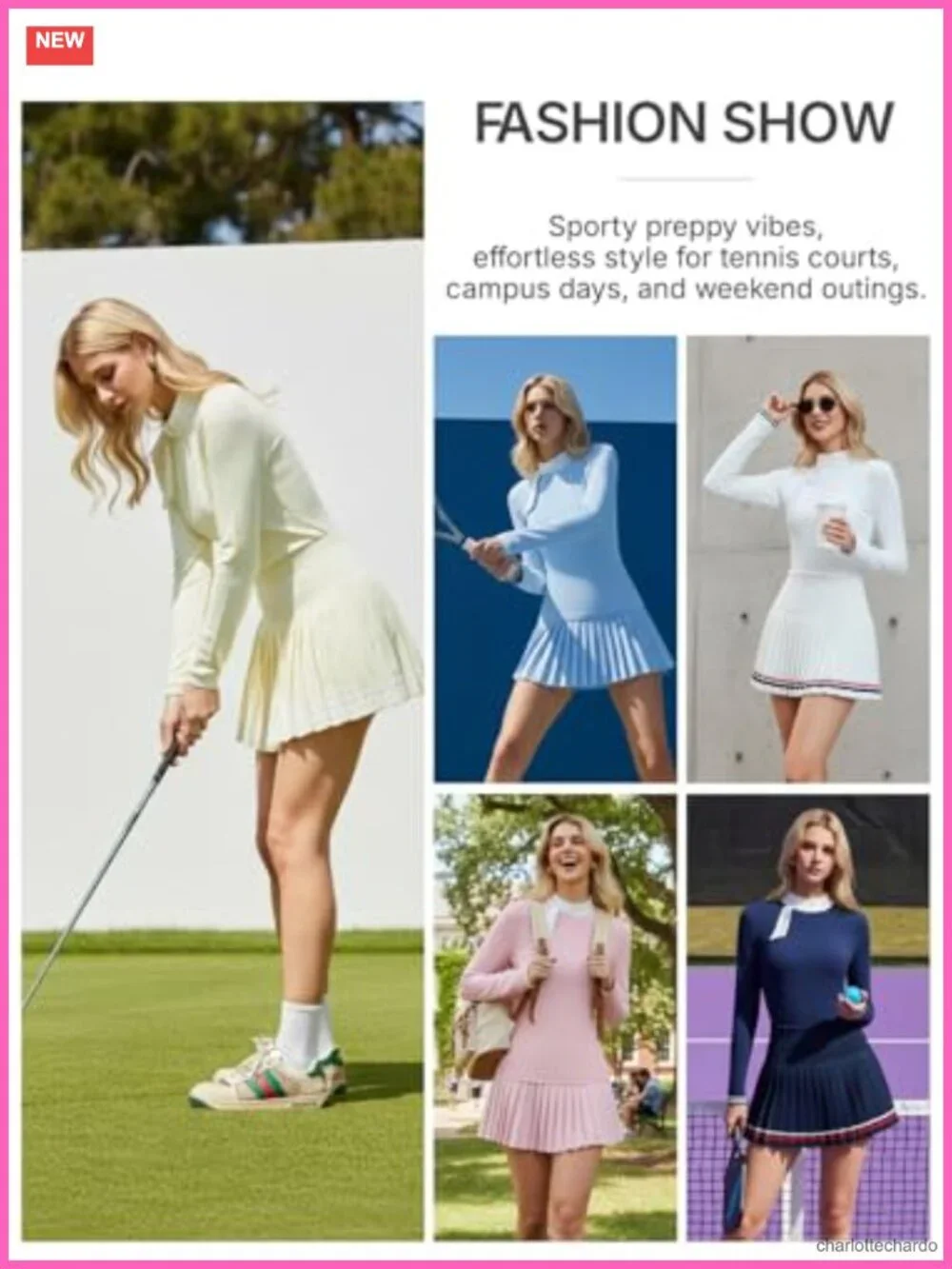 2 Piece Tennis Skirt Set Golf Outfit Zip Back Top Pleated Skort with Pockets